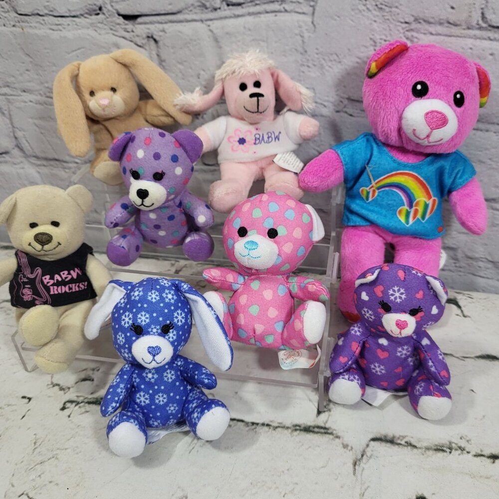 Build a Bear BABW Mini Plush Toys Lot of 8 Bears Rabbits Dogs Assorted Colors‎